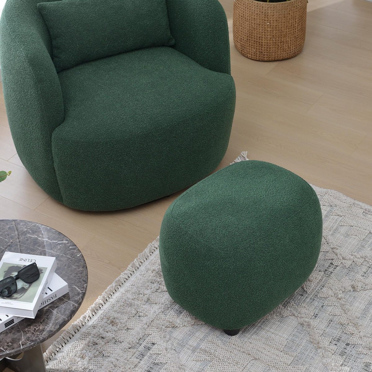 Green Boucle Ottoman