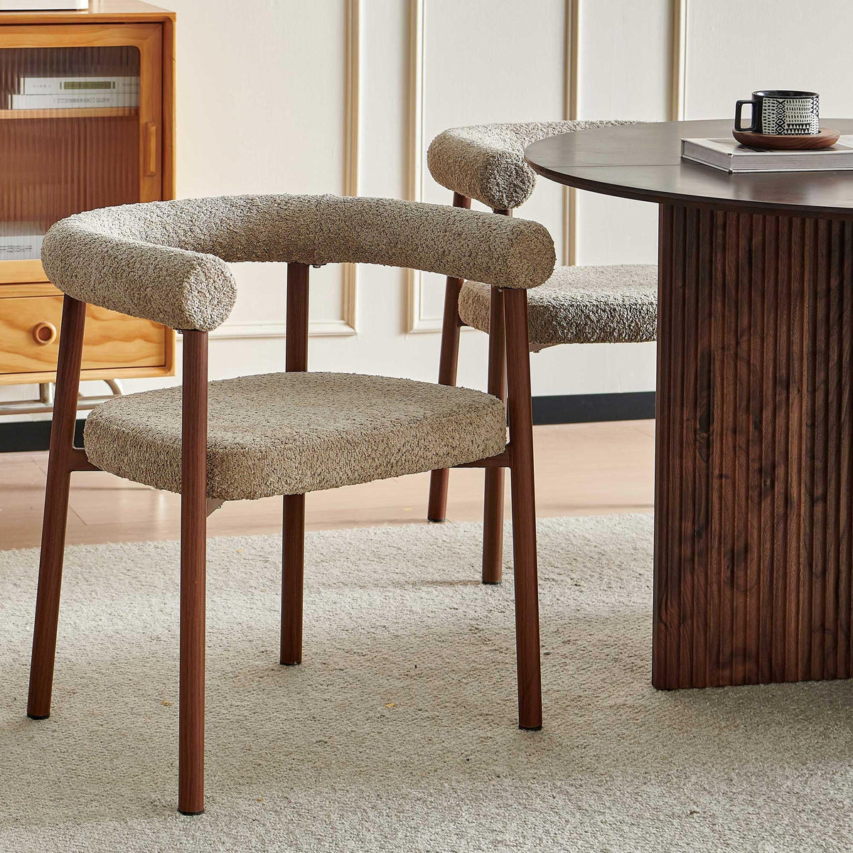 Compact 43-Inch Round Dining Table Set for 4, Walnut Brown & Brown