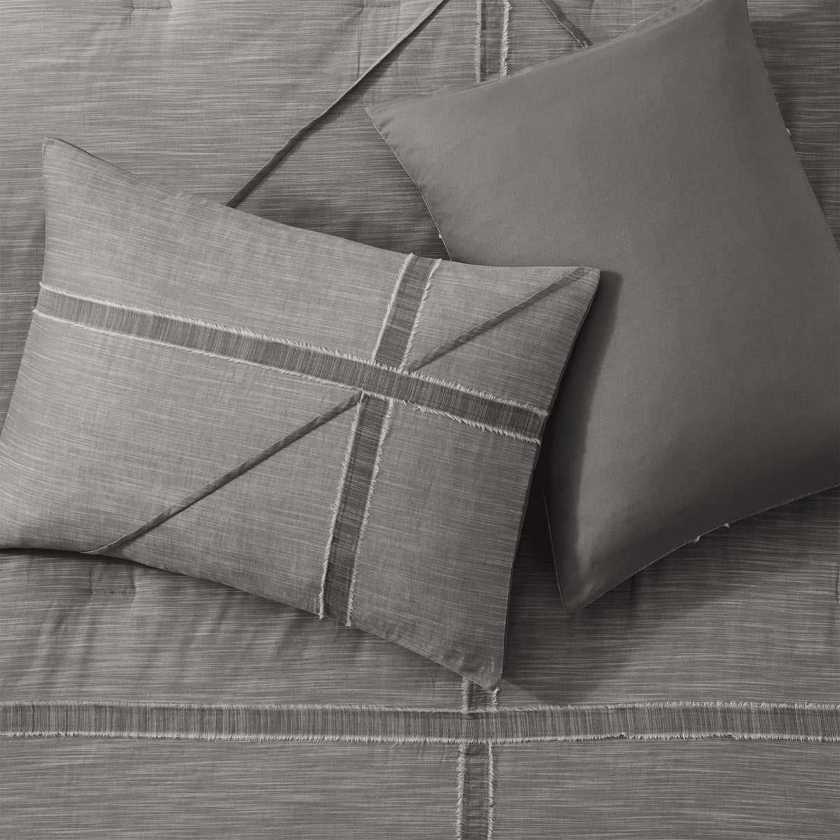Queen Cotton Comforter Set, Black Grey