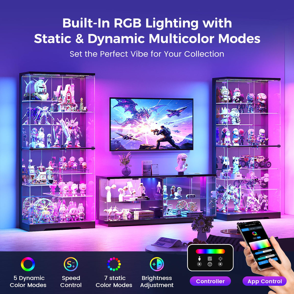 Black RGB Glass Display Cabinet