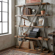 5-Tier Rustic Industrial Bookshelf
