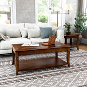 3-Piece Living Room Table Set – Coffee Table & 2 End Tables, Cherry Brown