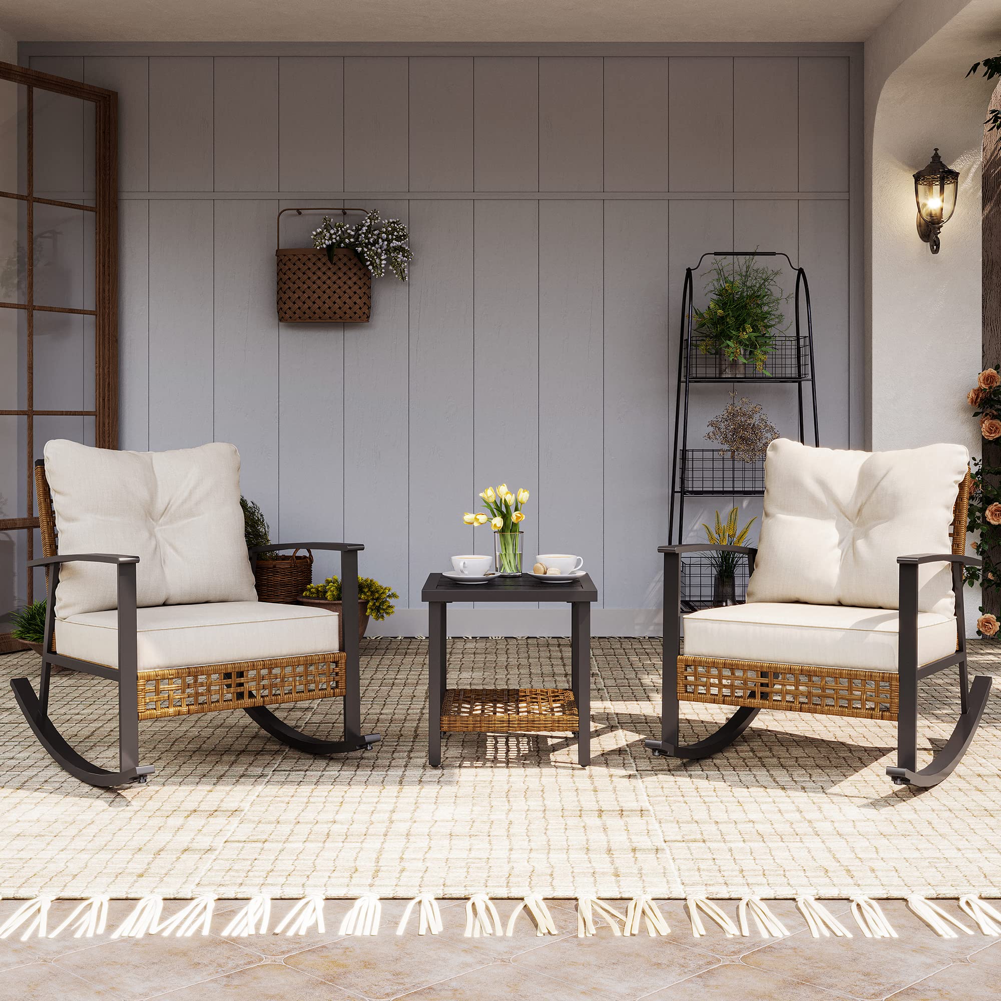 3-Piece Outdoor Rocking Bistro Set