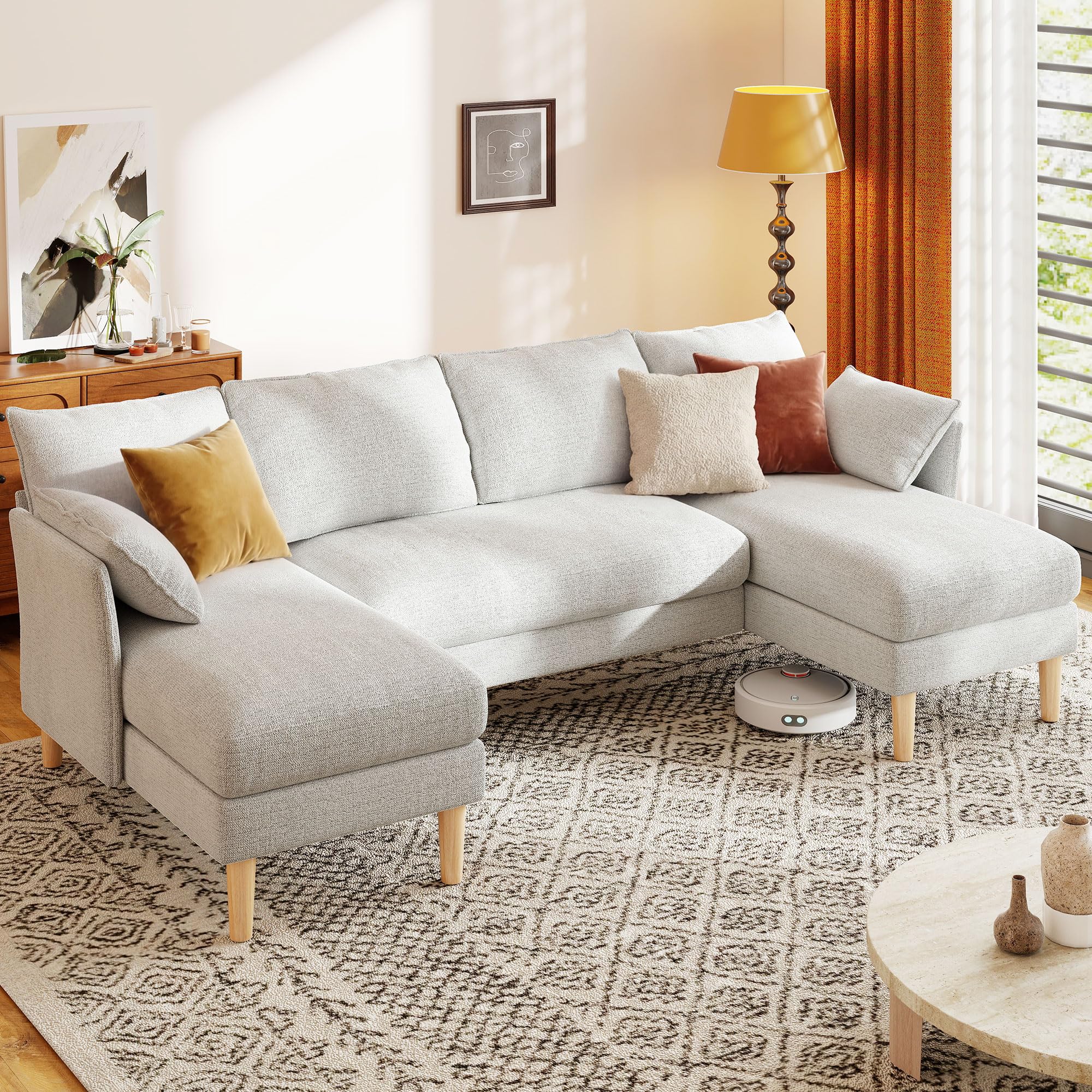 U-Shaped Sectional Sofa with Double Chaise Lounge