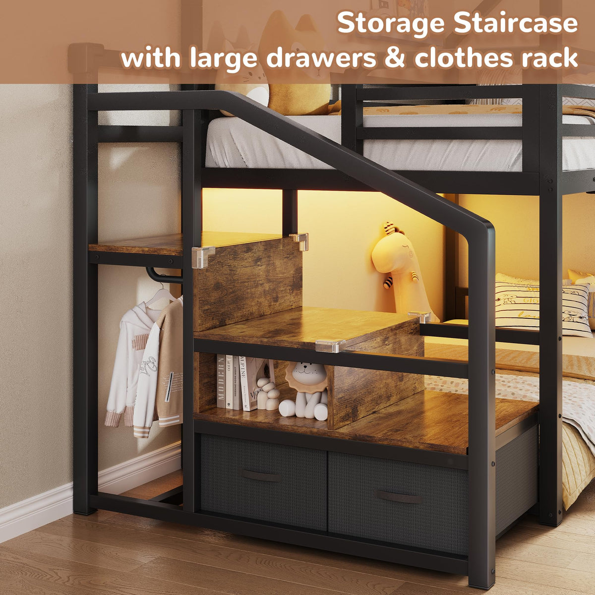 Twin Metal Bunk Bed with Storage