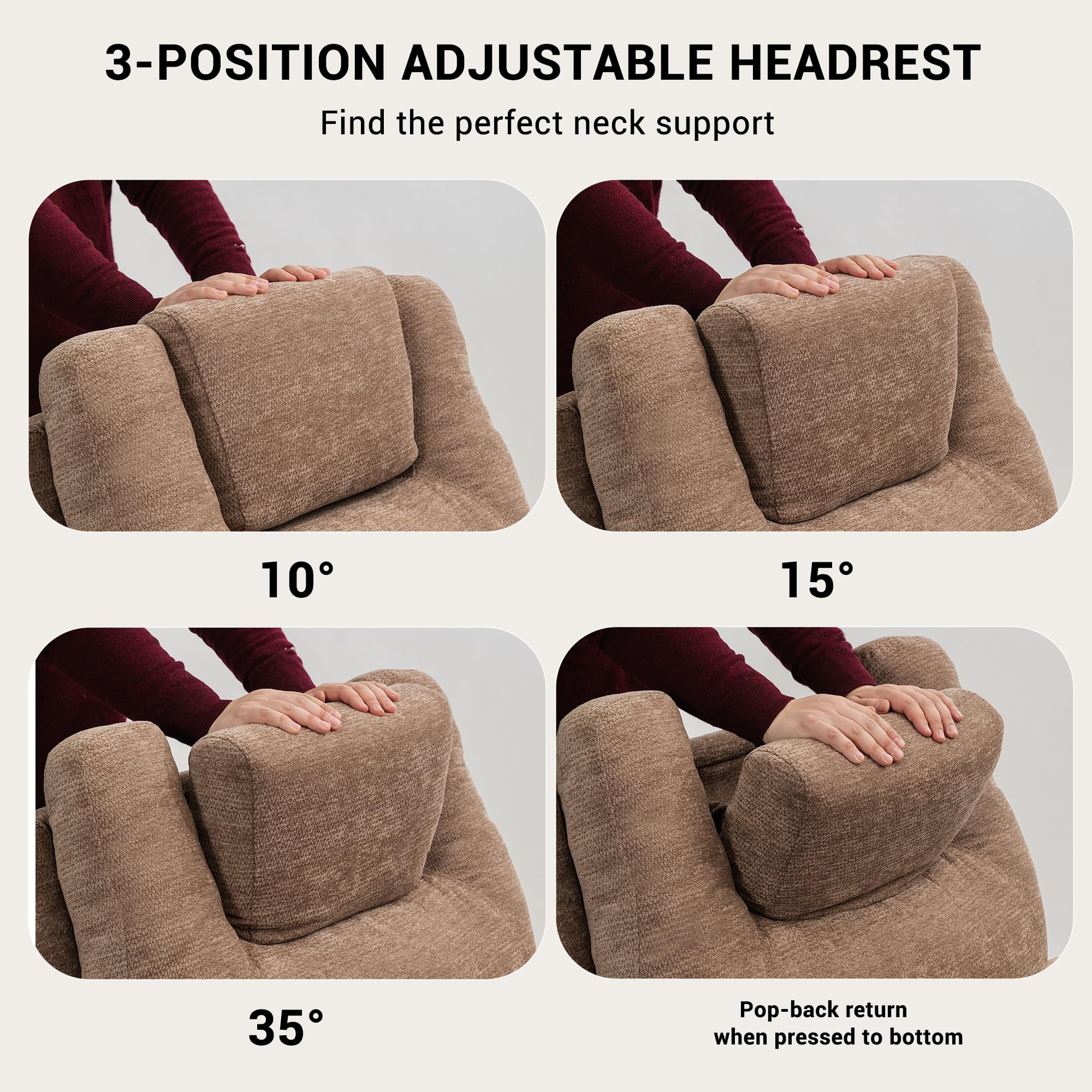 ZORRTIK Oversized Dual Motors Recliner Power Lift Chair for Elderly Big Tall, Zero-Gravity Power Recliner Sofa, 350lbs Heavy Duty Seat with 4D Armrests, Full Lay-Flat Positioning, Phone Slot, Brown