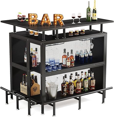 L-Shaped Home Bar Unit with Storage