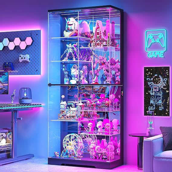 10-Tier RGB Glass Display Cabinet