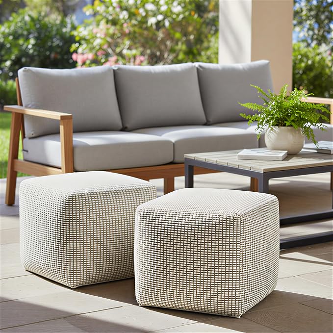 Square Woven Pouf