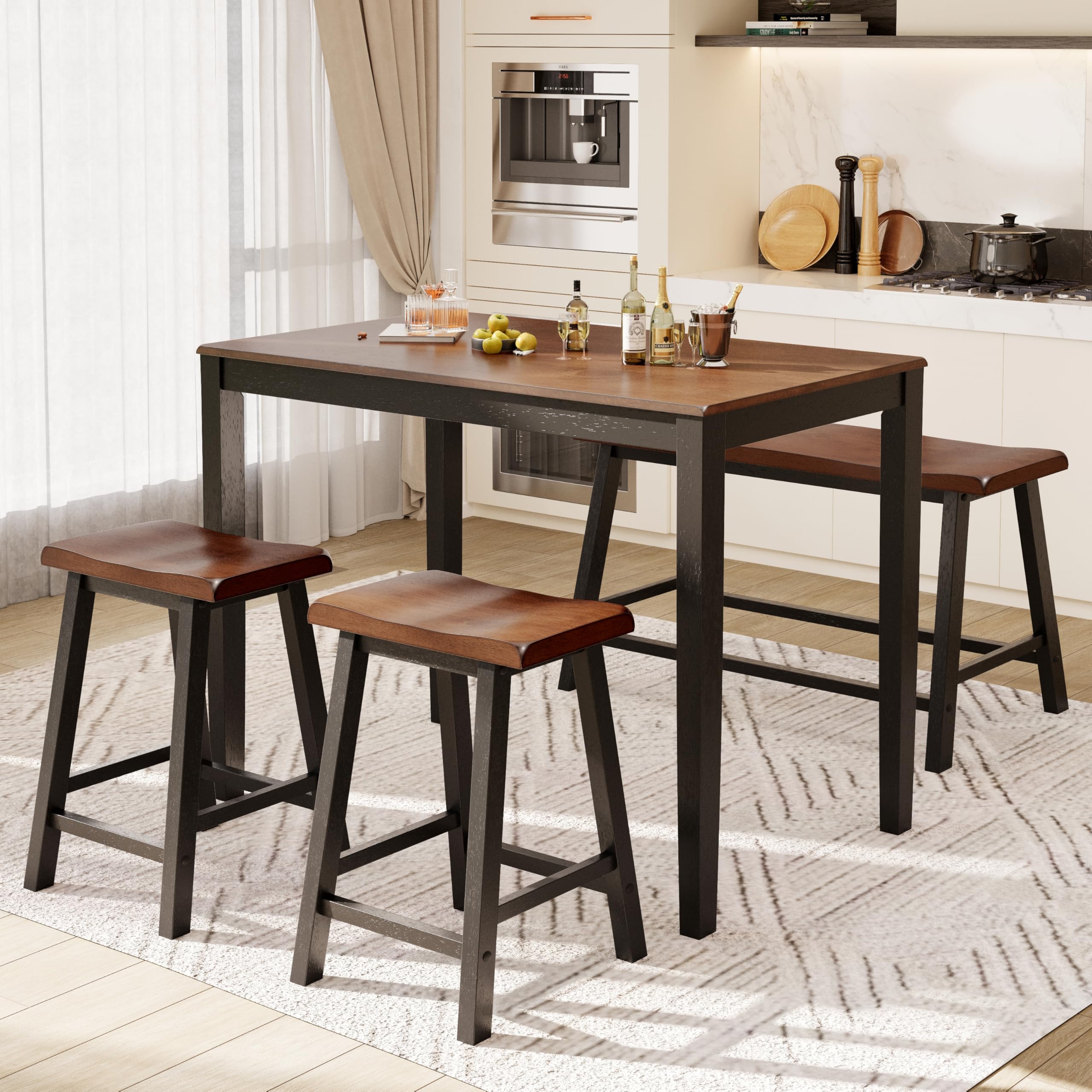 Counter Height Dining Table Set for 4 with Bench