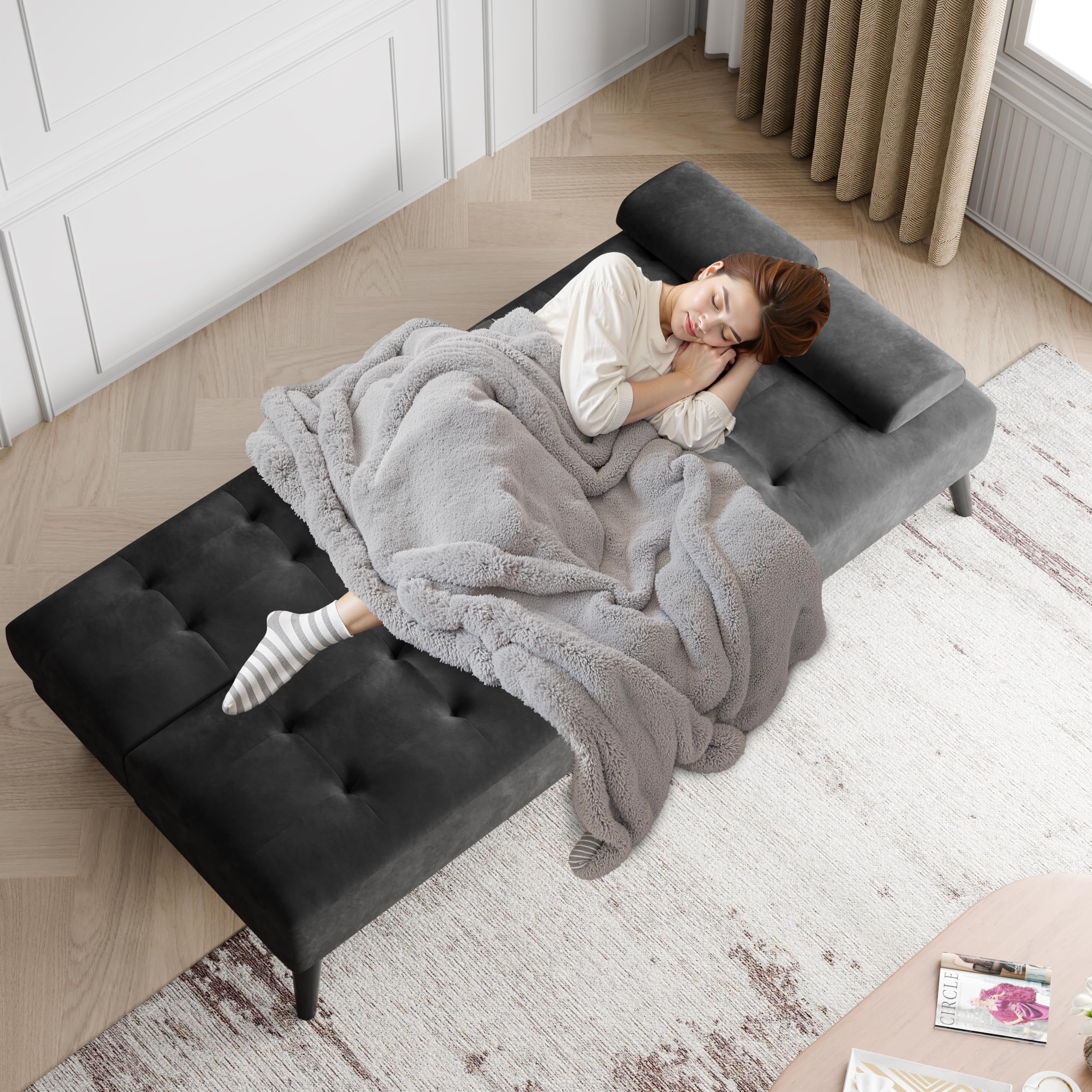 Futon Loveseat Sofa Bed with Adjustable Backrest