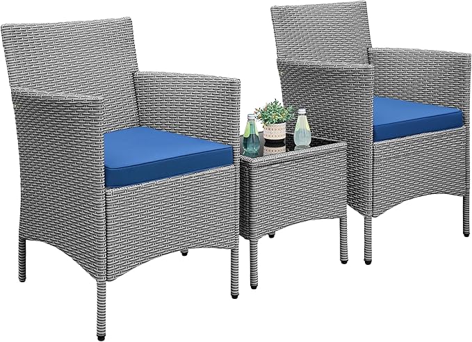 3-Piece Outdoor PE Rattan Conversation Set