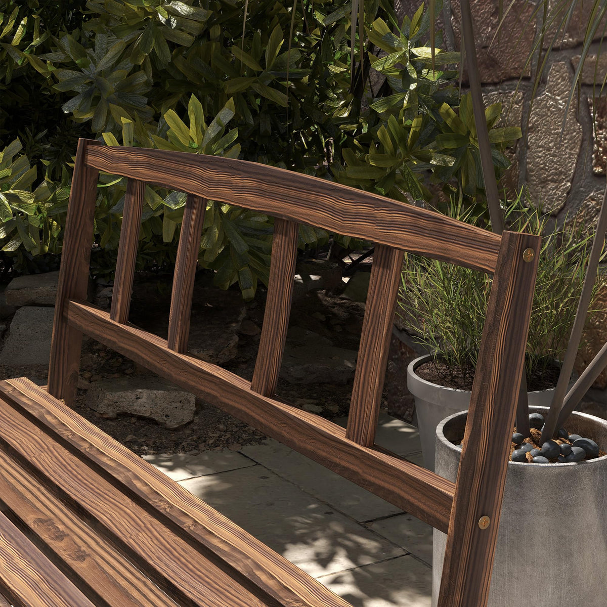 Outsunny Outdoor Table and Chairs for 4 People 3 Piece Carbonized