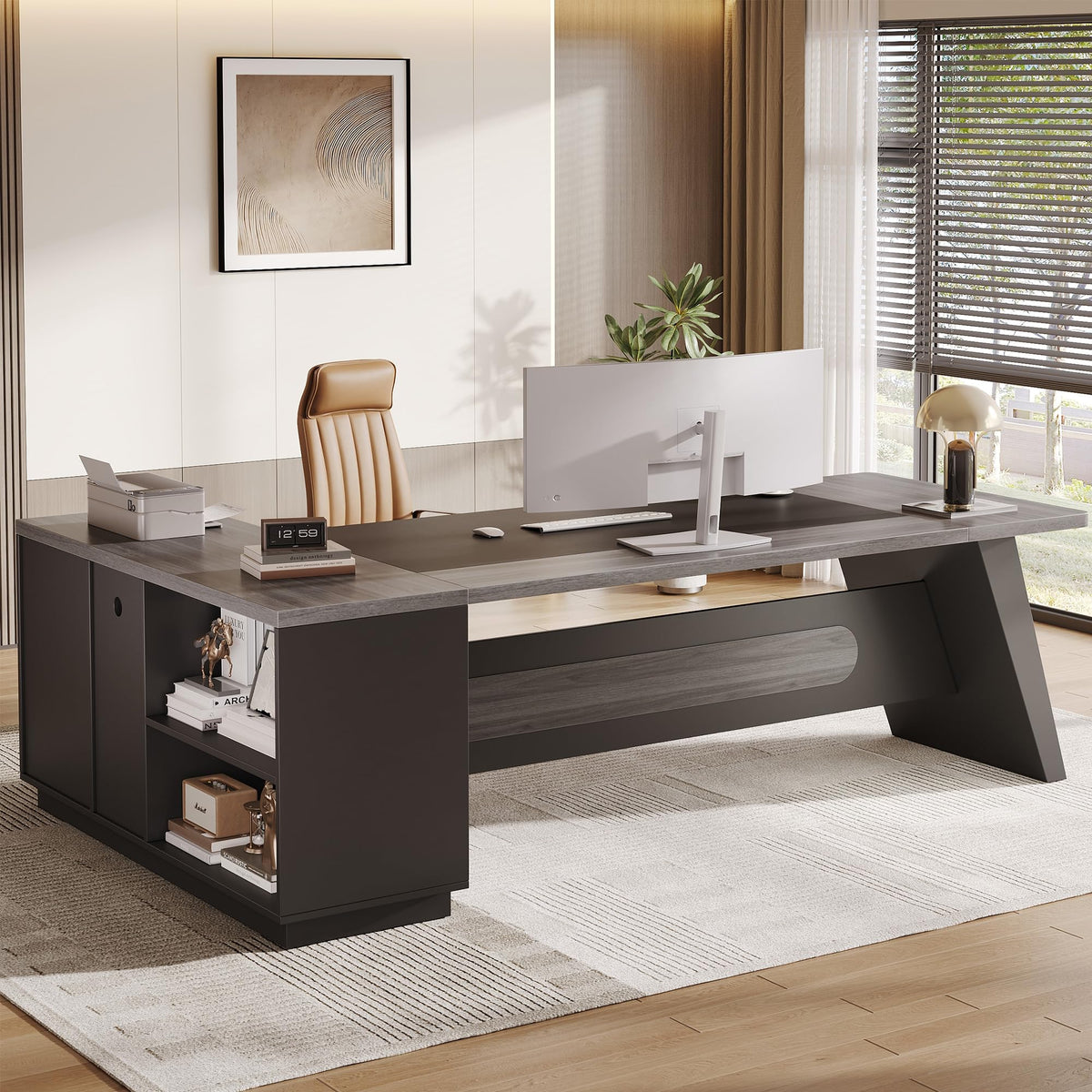 Jocoevol 78.7" L-Shaped Executive Desk, Extra Large Home Office Desk