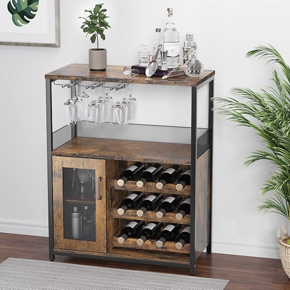 Wine Bar Cabinet with Glass Holder