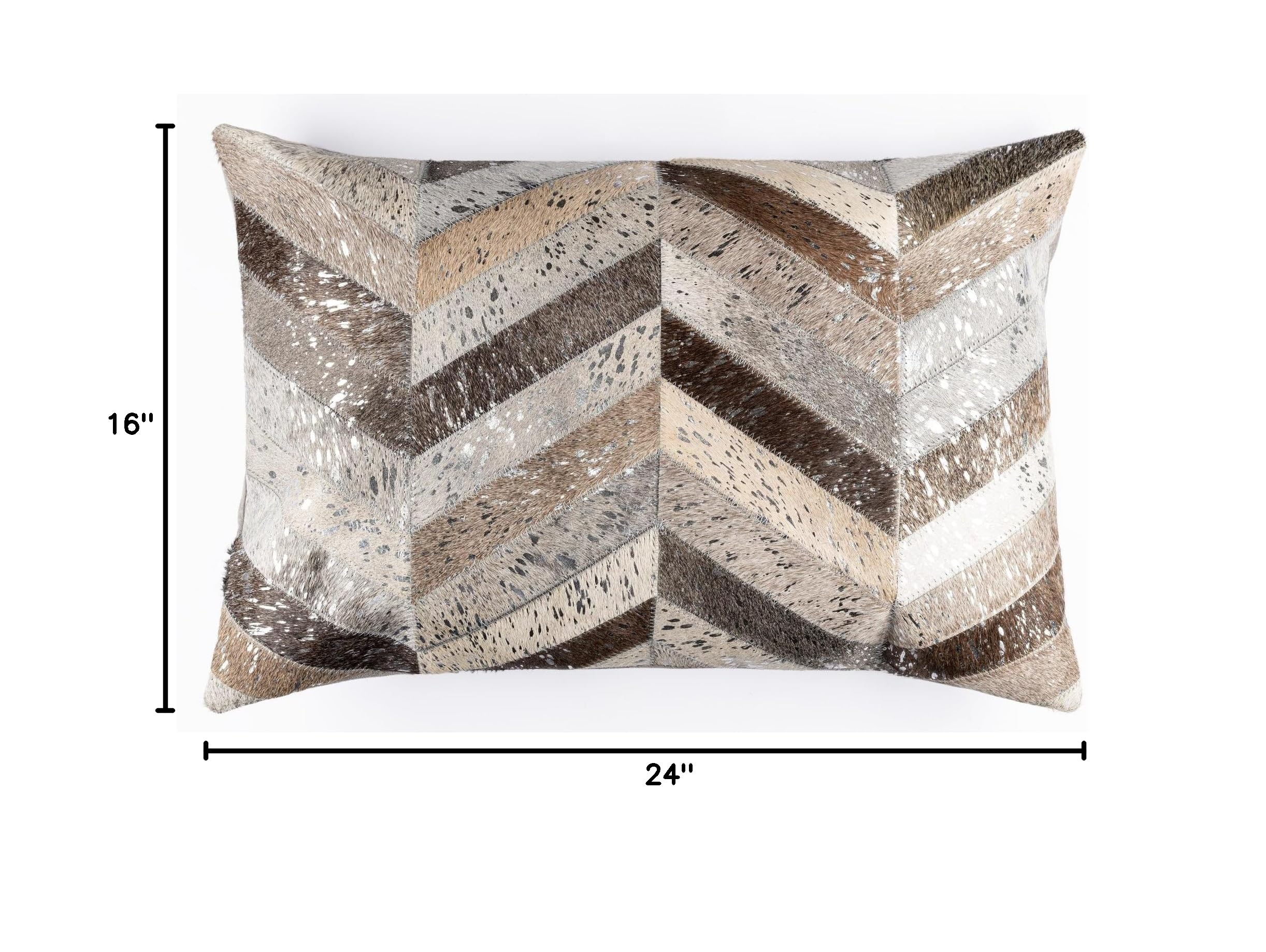 CANVELLO Genuine Cowhide Leather Decorative Throw Pillows - Handmade Patchwork Accent Pillows for Sofa, Couch, Chair - Southwestern Feather Down Insert Included (Rectangular (16"x24"))