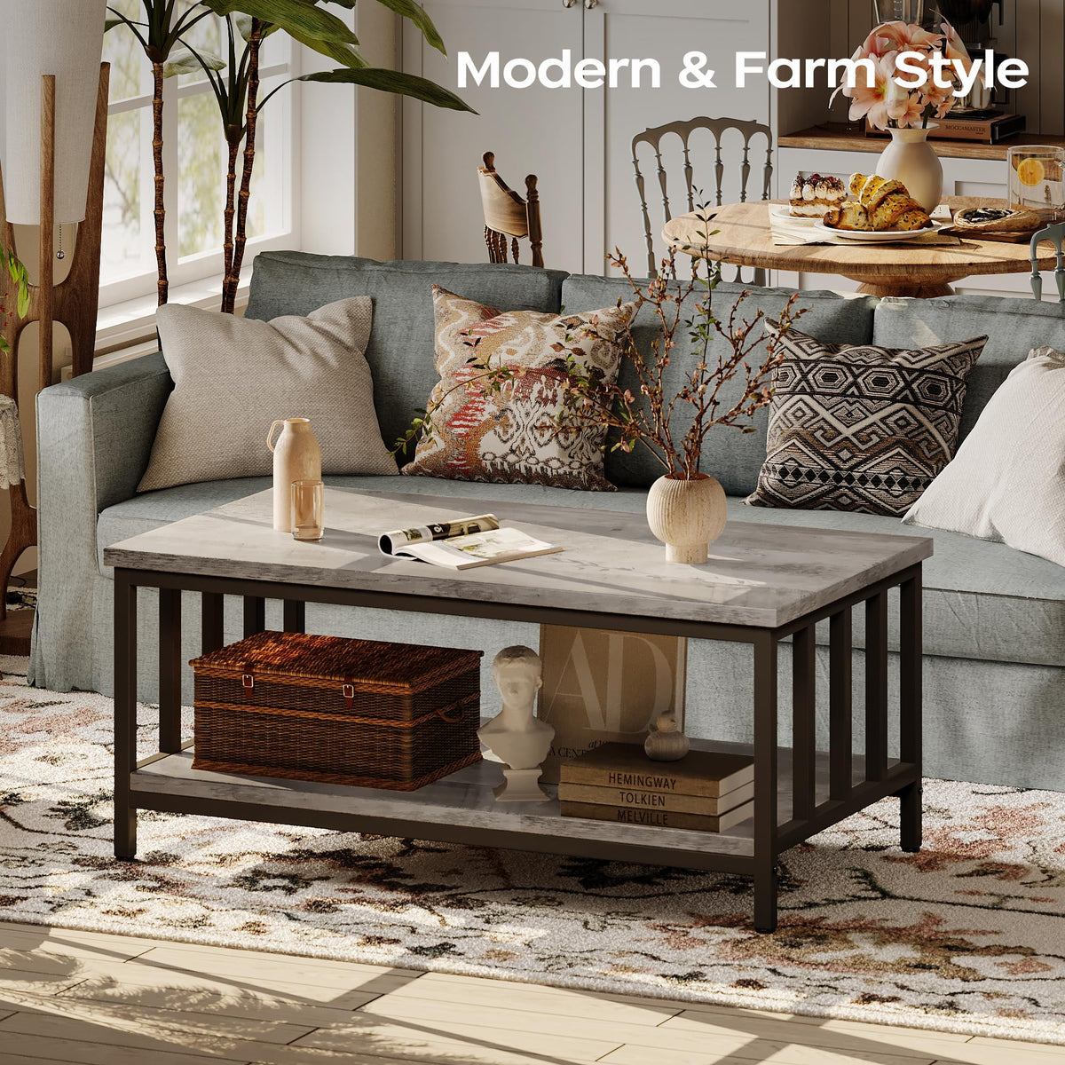 Grey Wash Coffee Table with Storage