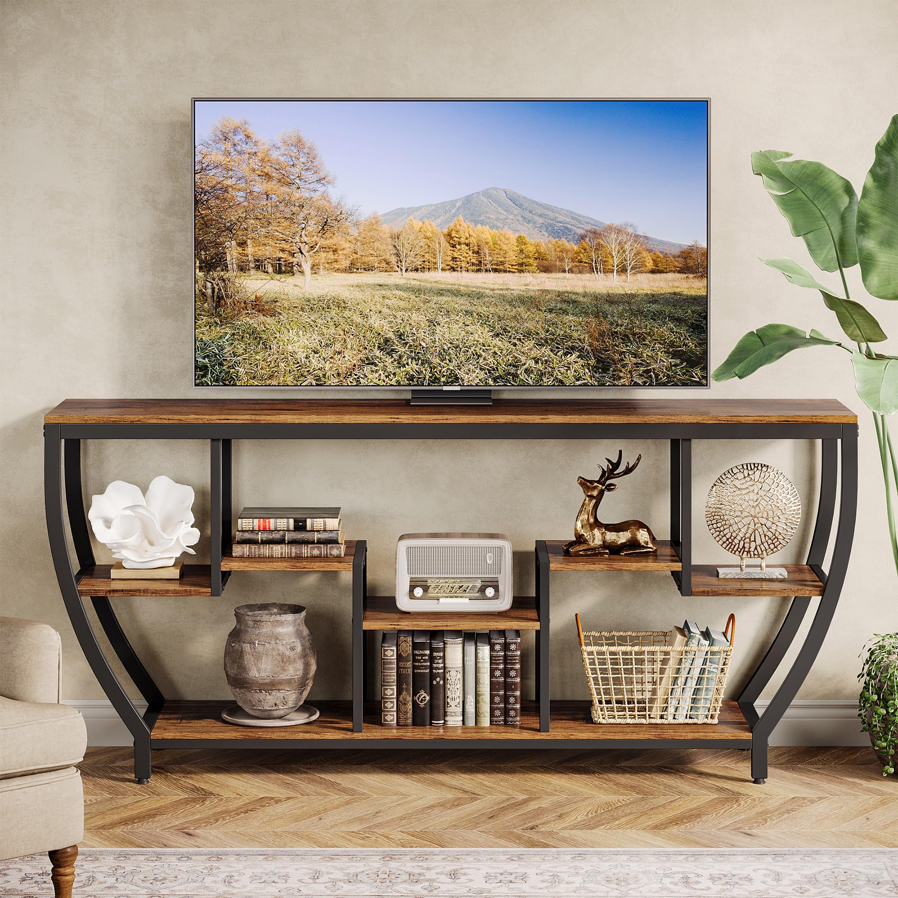 70.9" TV Stand with Storage Shelves