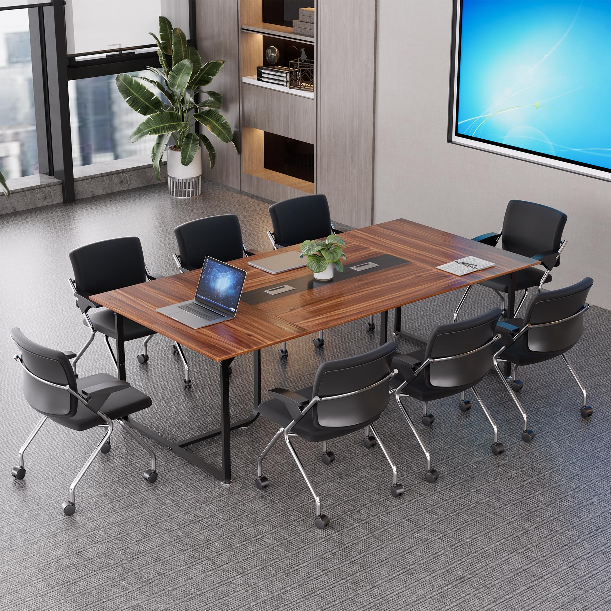 8FT Conference Table with Grommet & Adjustable Foot Pads
