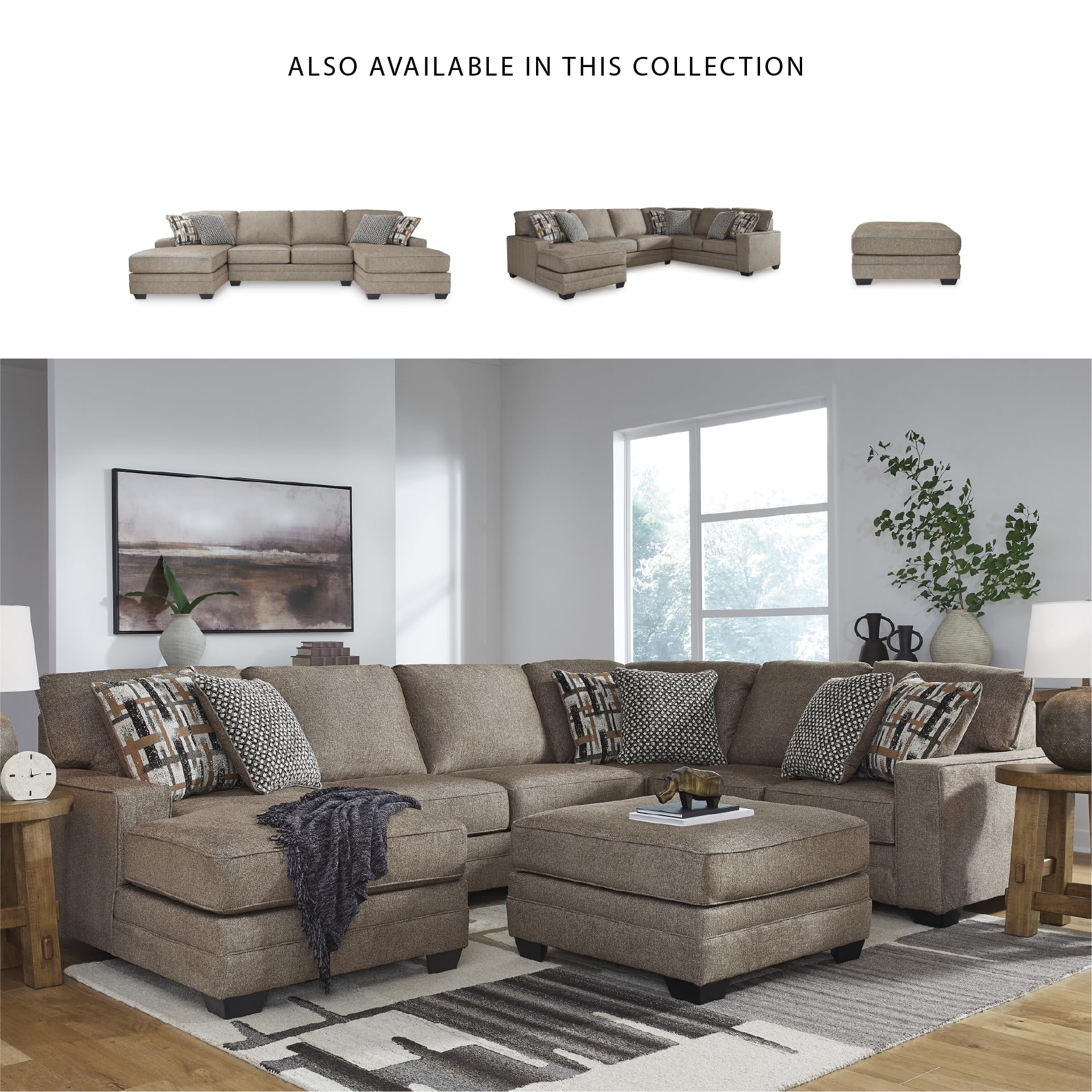 Signature Design by Ashley Cannonbrook Contemporary Oversized Accent Ottoman with Foam Cushion, Taupe