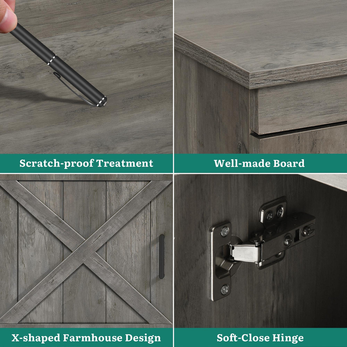 Rustic Grey Barn Door TV Stand