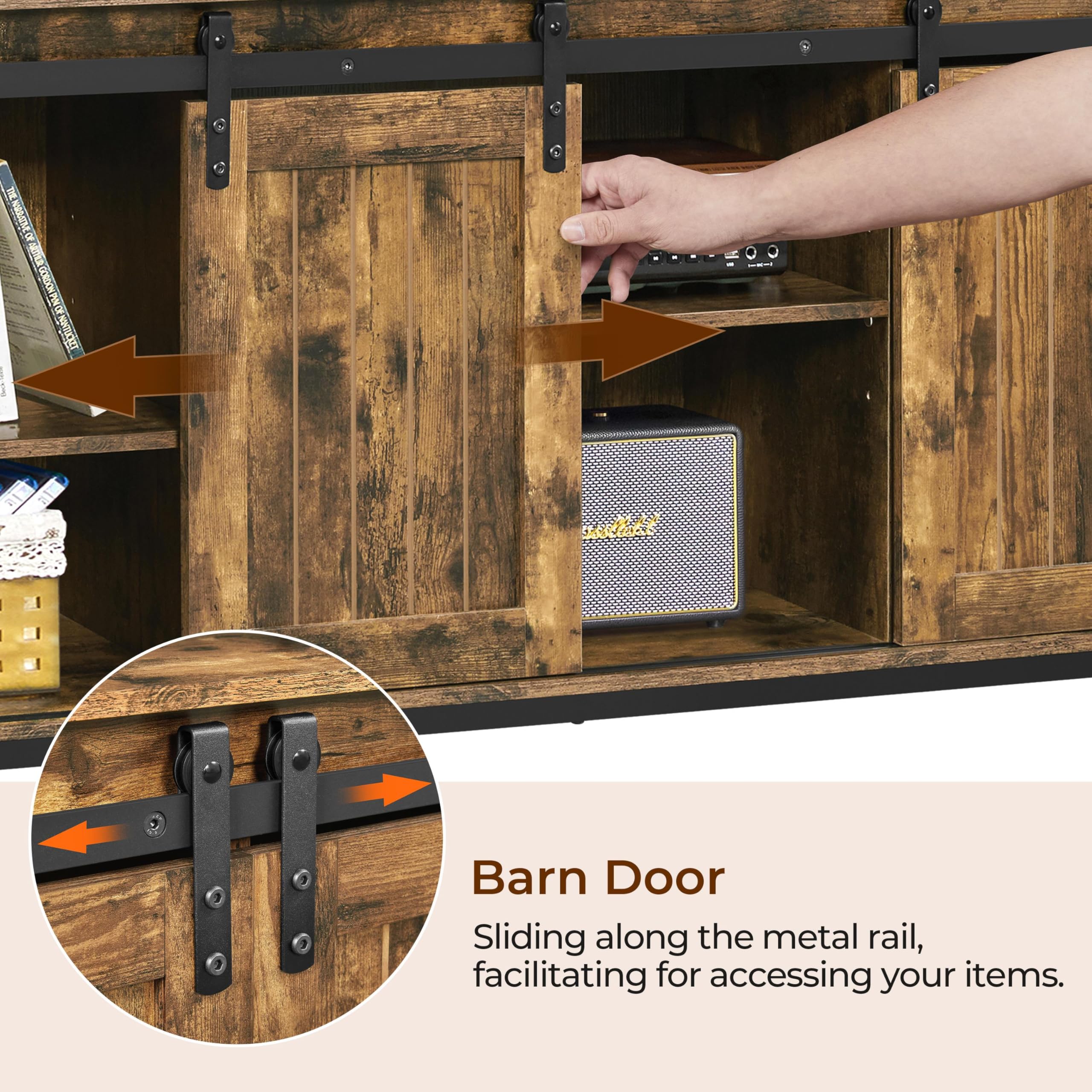 Rustic Brown TV Stand with Sliding Barn Doors