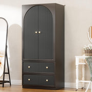 2-Door Wardrobe with Drawers & Hanging Rod