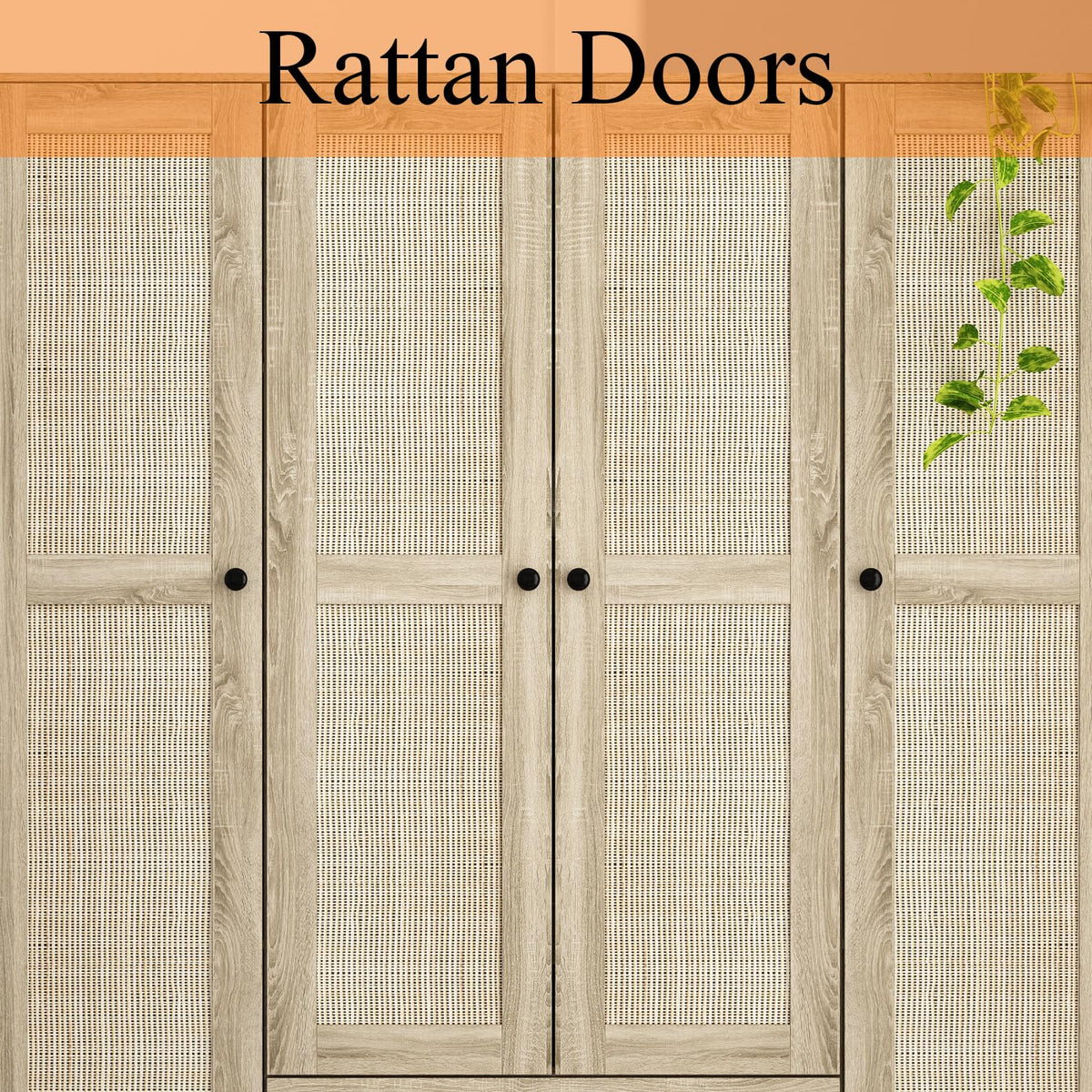 Rattan Wardrobe with Drawers