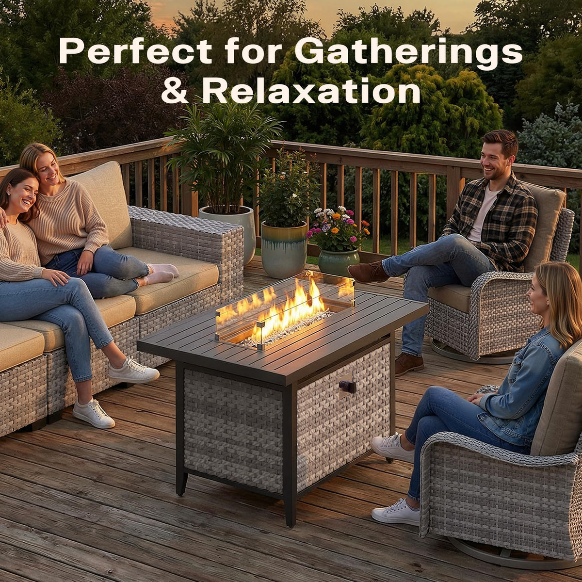 Rattan Propane Fire Pit Table