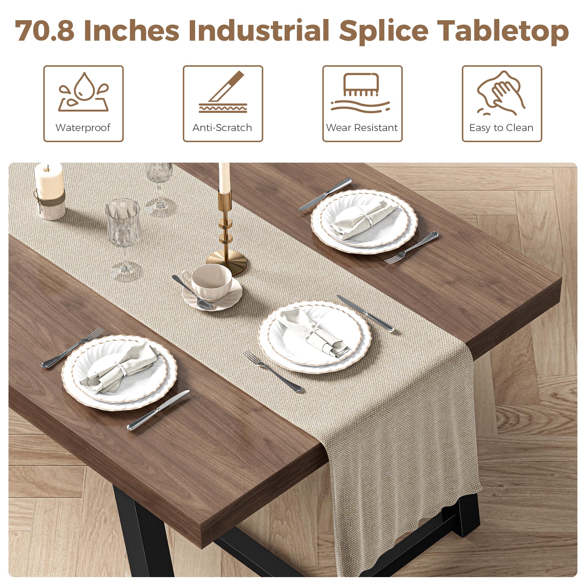 71" Rectangular Dining Table for 6–8