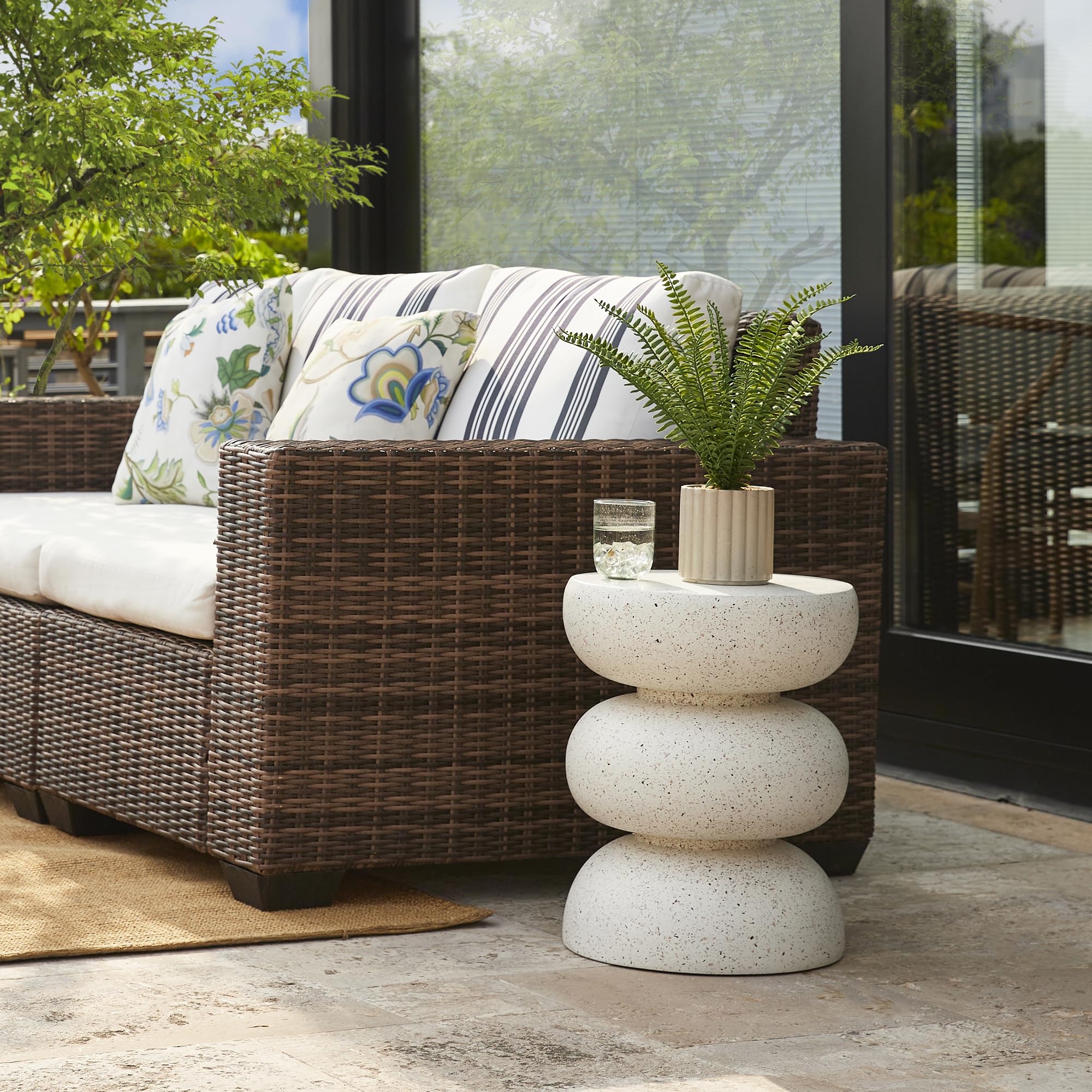 Round Garden Stool Side Table Set of 2