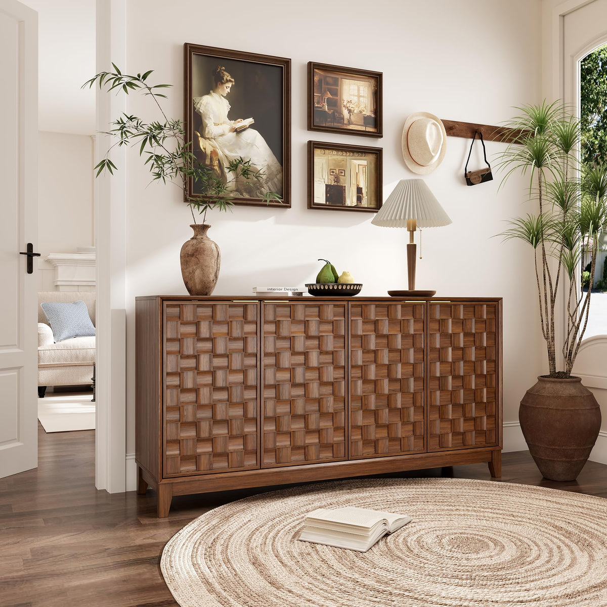 Walnut Checkerboard Sideboard