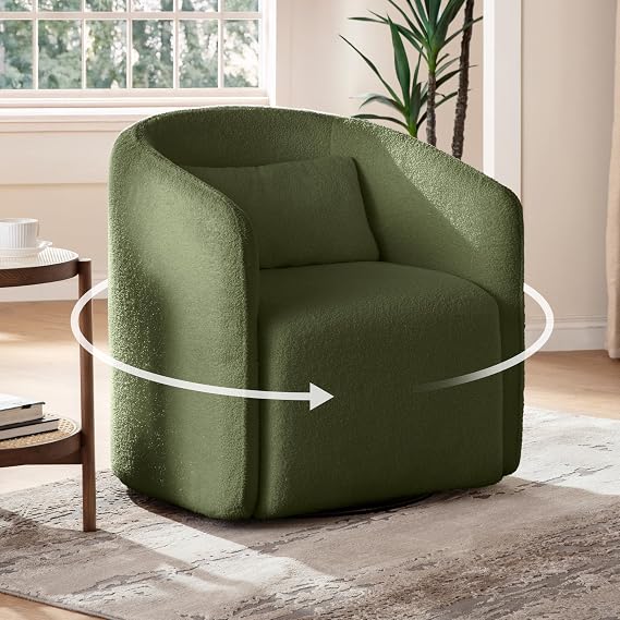 Boucle Swivel Storage Chair