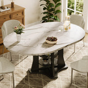 White Marble-Look Extendable Dining Table