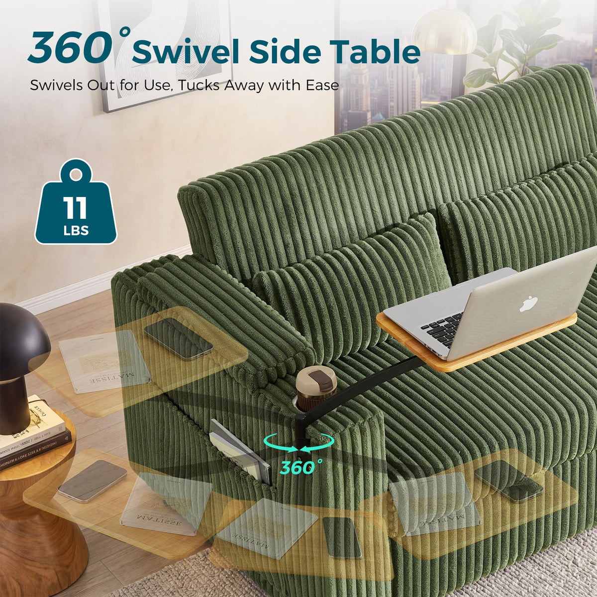 Corduroy Pull-Out Loveseat Sleeper