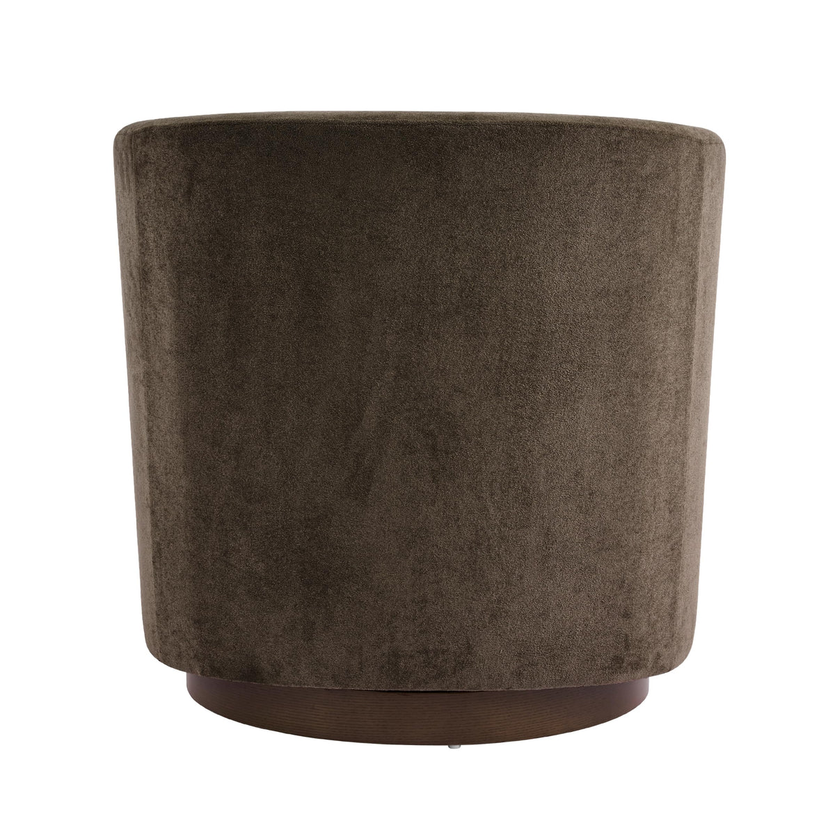 Brown Velvet Swivel Barrel Chair