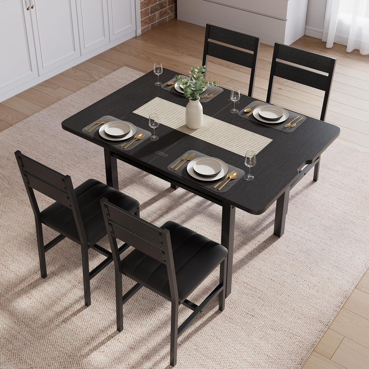 Extendable Dining Table Set for 4