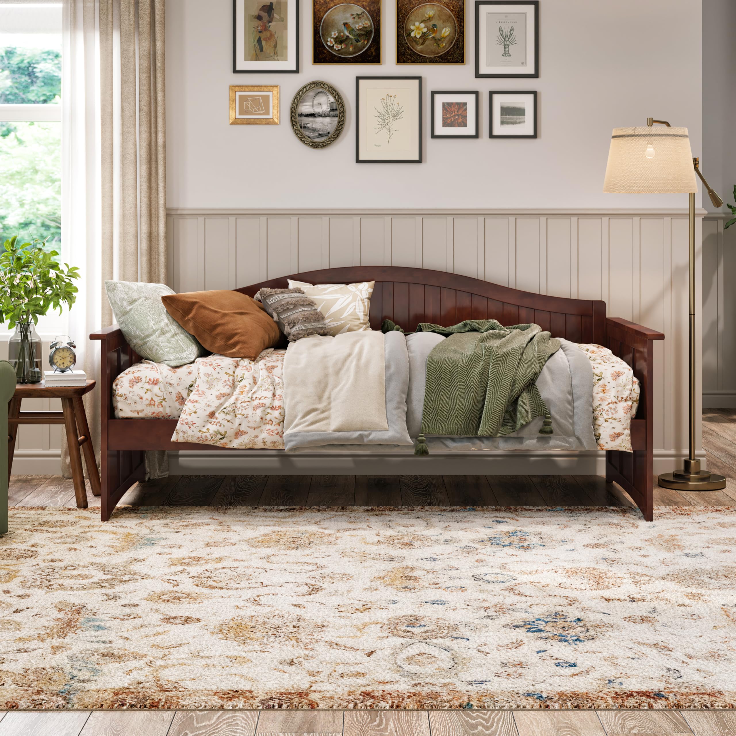 Solid Wood Twin Daybed with Beadboard Design & 2 Storage Drawers