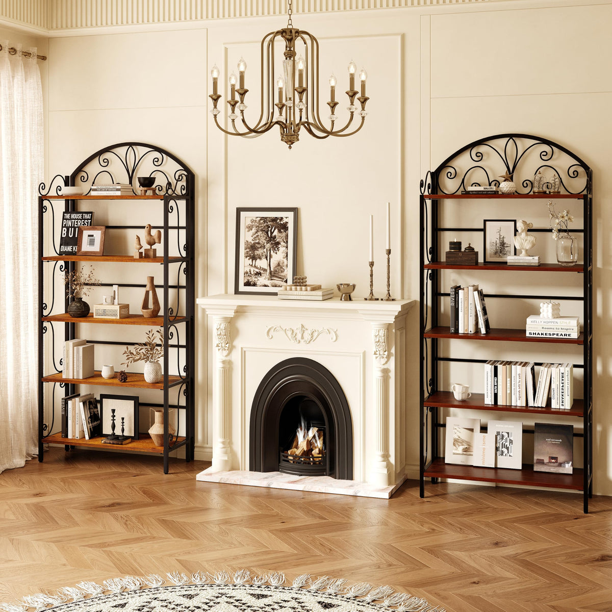 5-Tier Folding Solid Pine Bookshelf