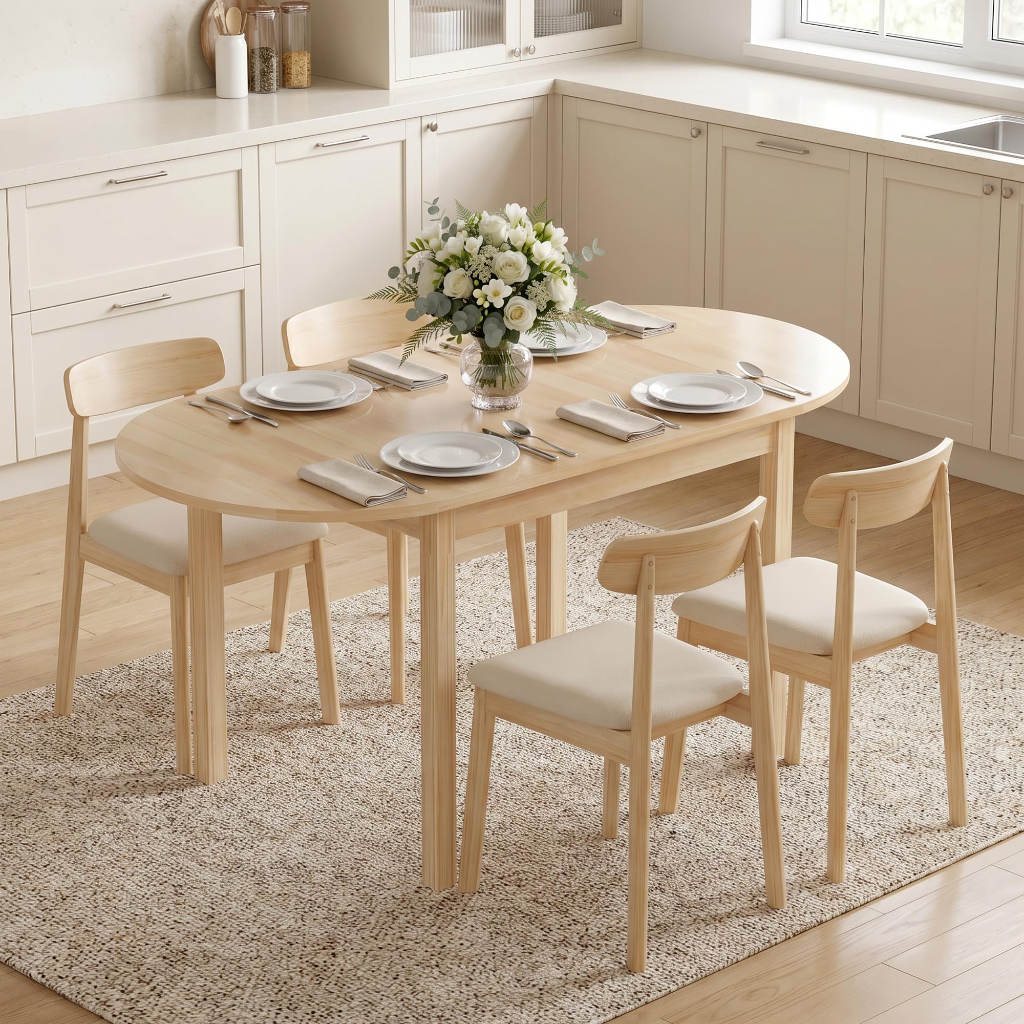 Drop Leaf Dining Table, Solid Wood, Seats 4–6