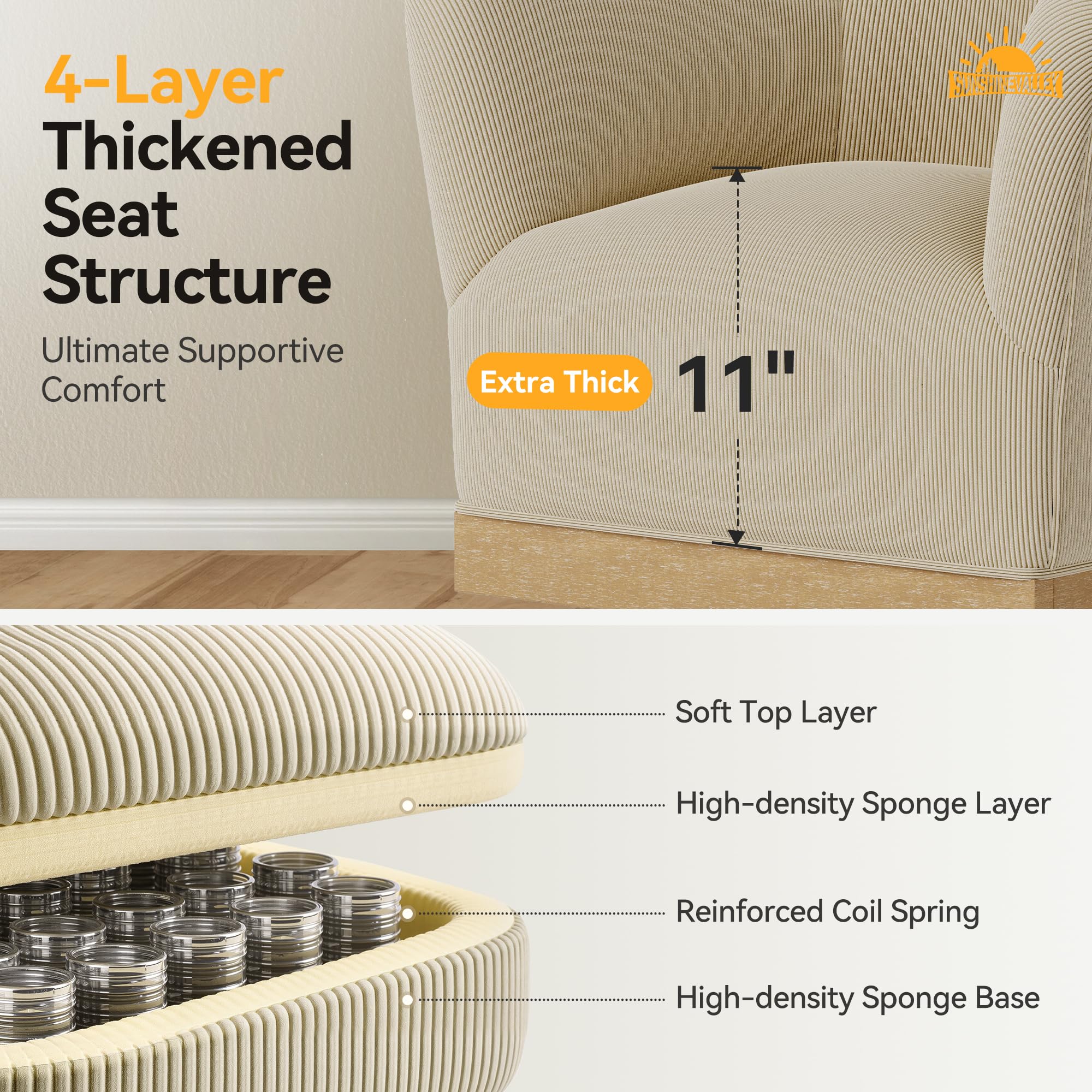 High-Back Barrel Swivel Accent Chair