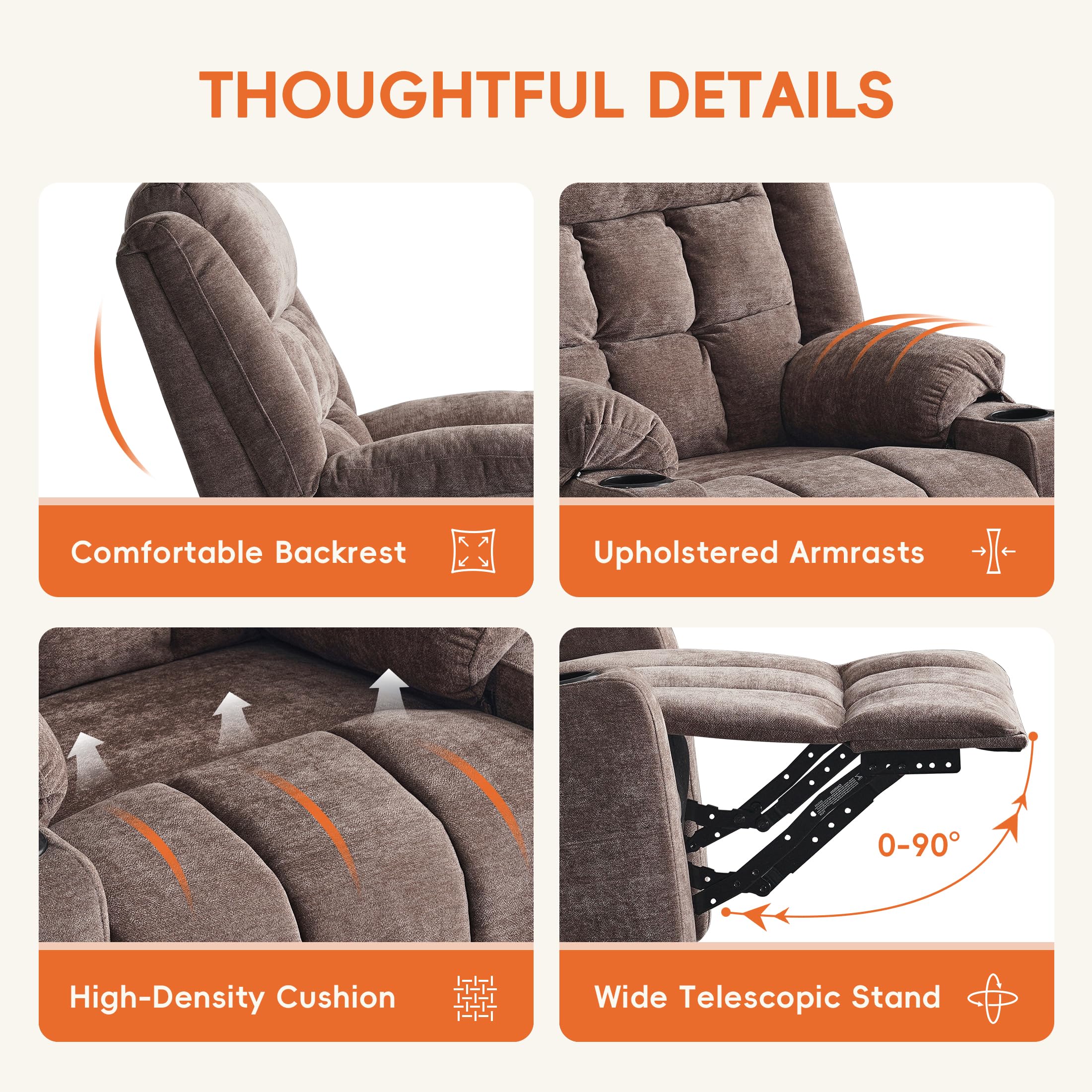 Power Swivel Rocker Recliner Chair with Massage & Heat