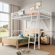 Twin Metal Loft Bed with Convertible Ladder