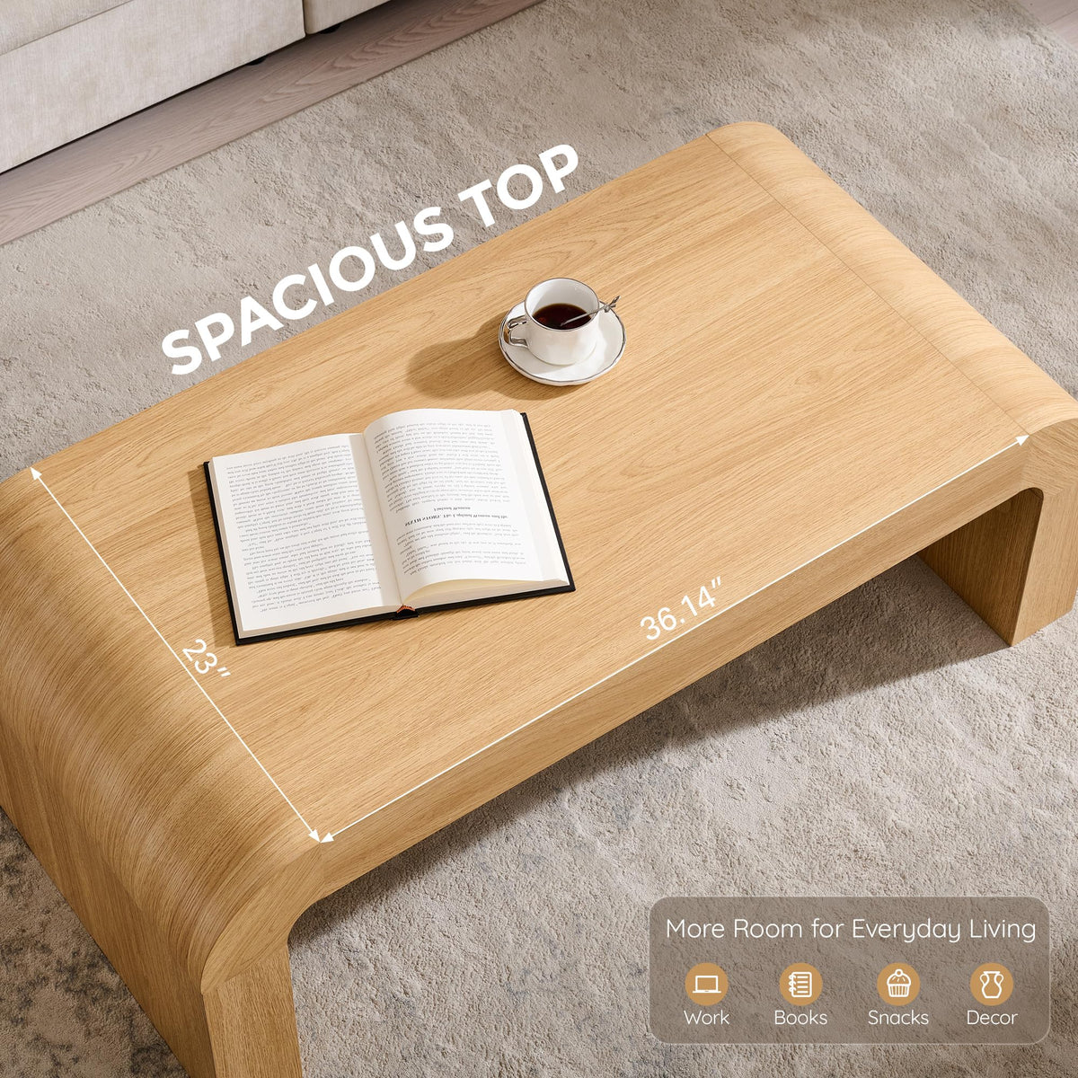 Curved Natural Oak Coffee Table