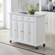 Faux Marble Top Kitchen Island Cart with Storage
