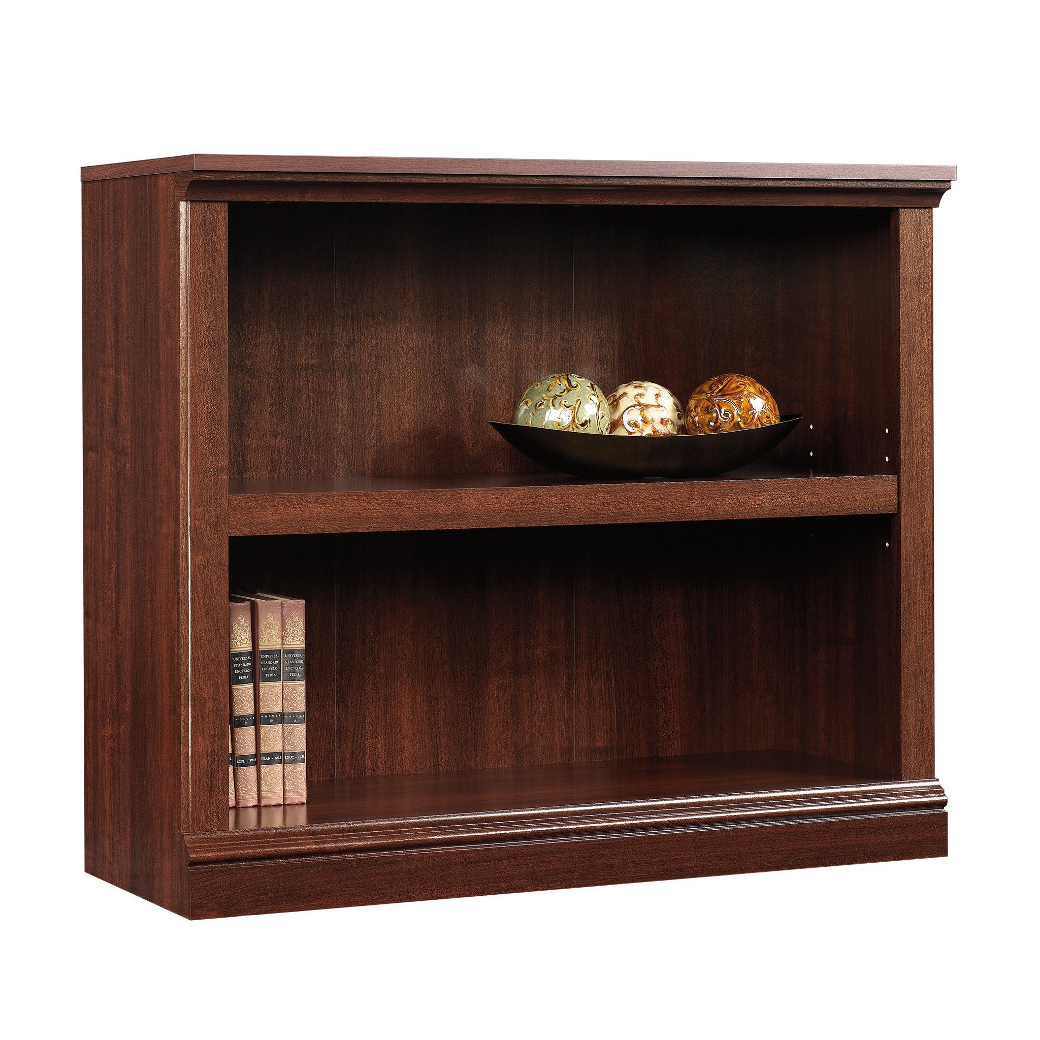 Sauder Palladia Library with Doors/Book Shelf Miscellaneous Storage 2-Shelf Bookcase, Select Cherry Finish