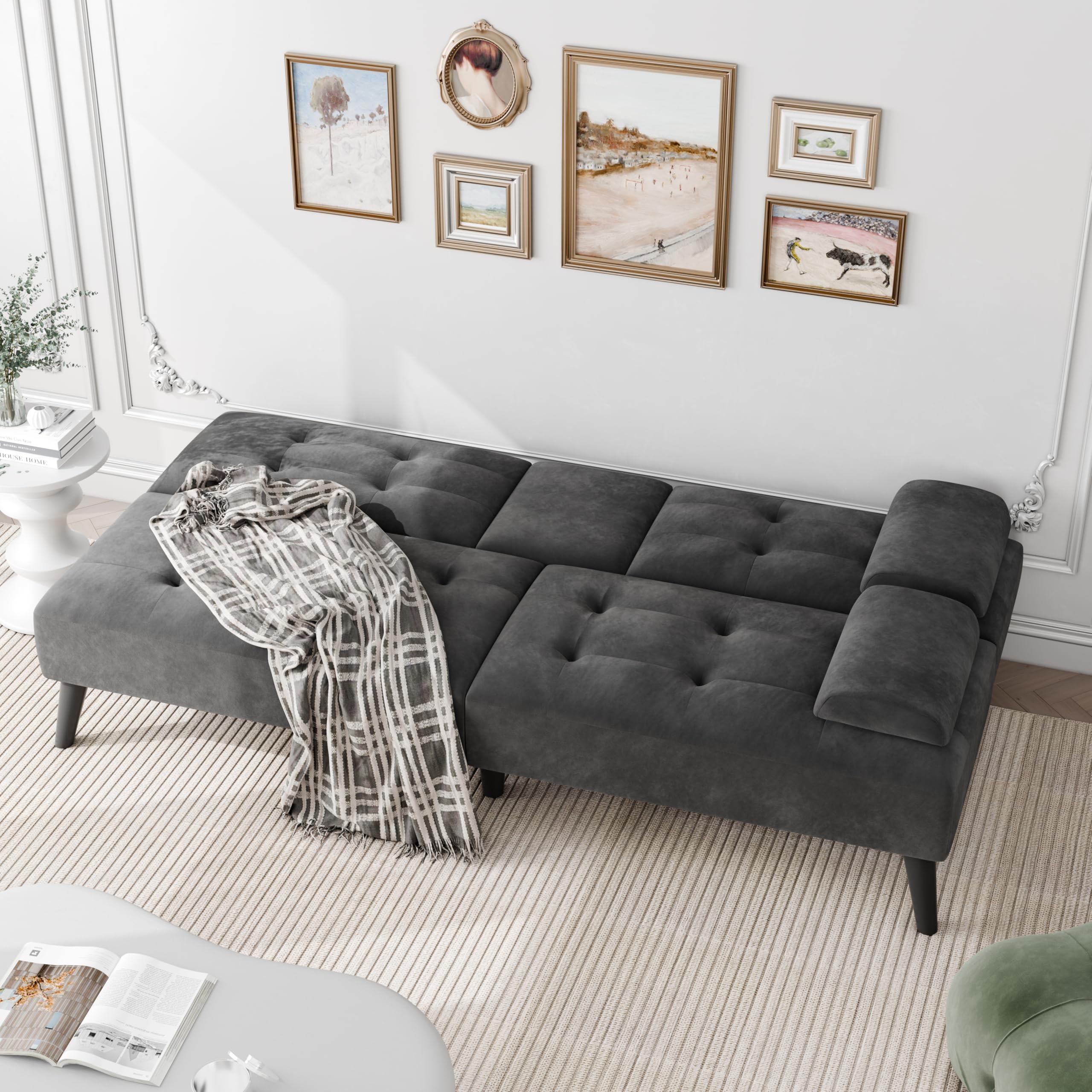 Futon Loveseat Sofa Bed with Adjustable Backrest