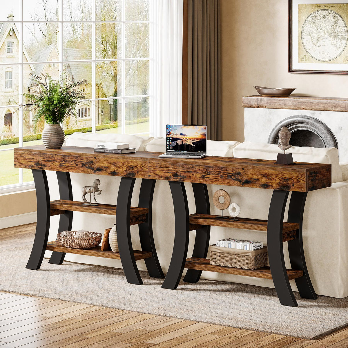 Curved 3-Tier Console Table
