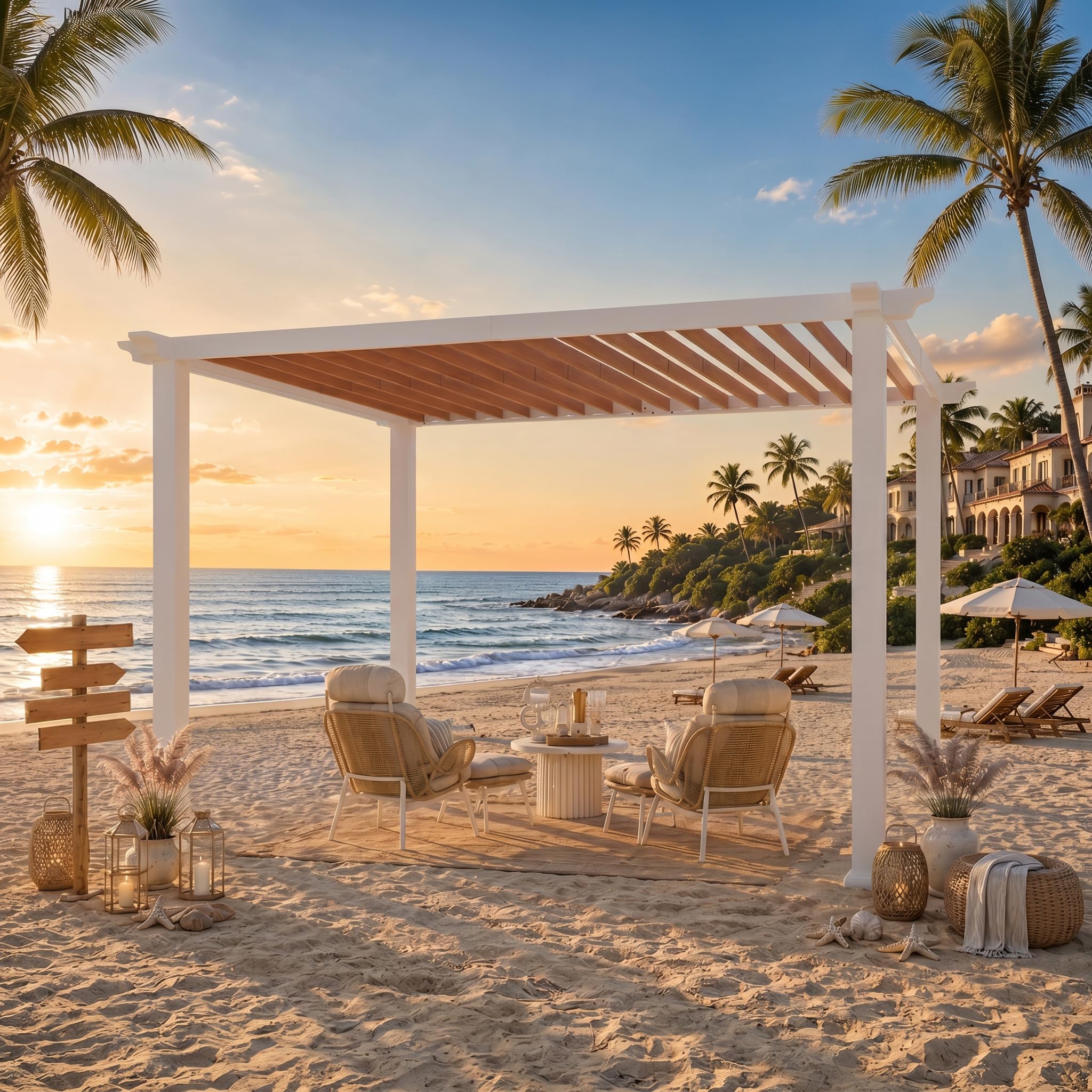 Modern Shade Open Sky 10' x 12' Outdoor Pergola Gazebo, Heavy-Duty Metal Pergola Cabana, Modular Outdoor Pergola System for Patio, Deck, Garden, Backyard & Poolside Entertaining