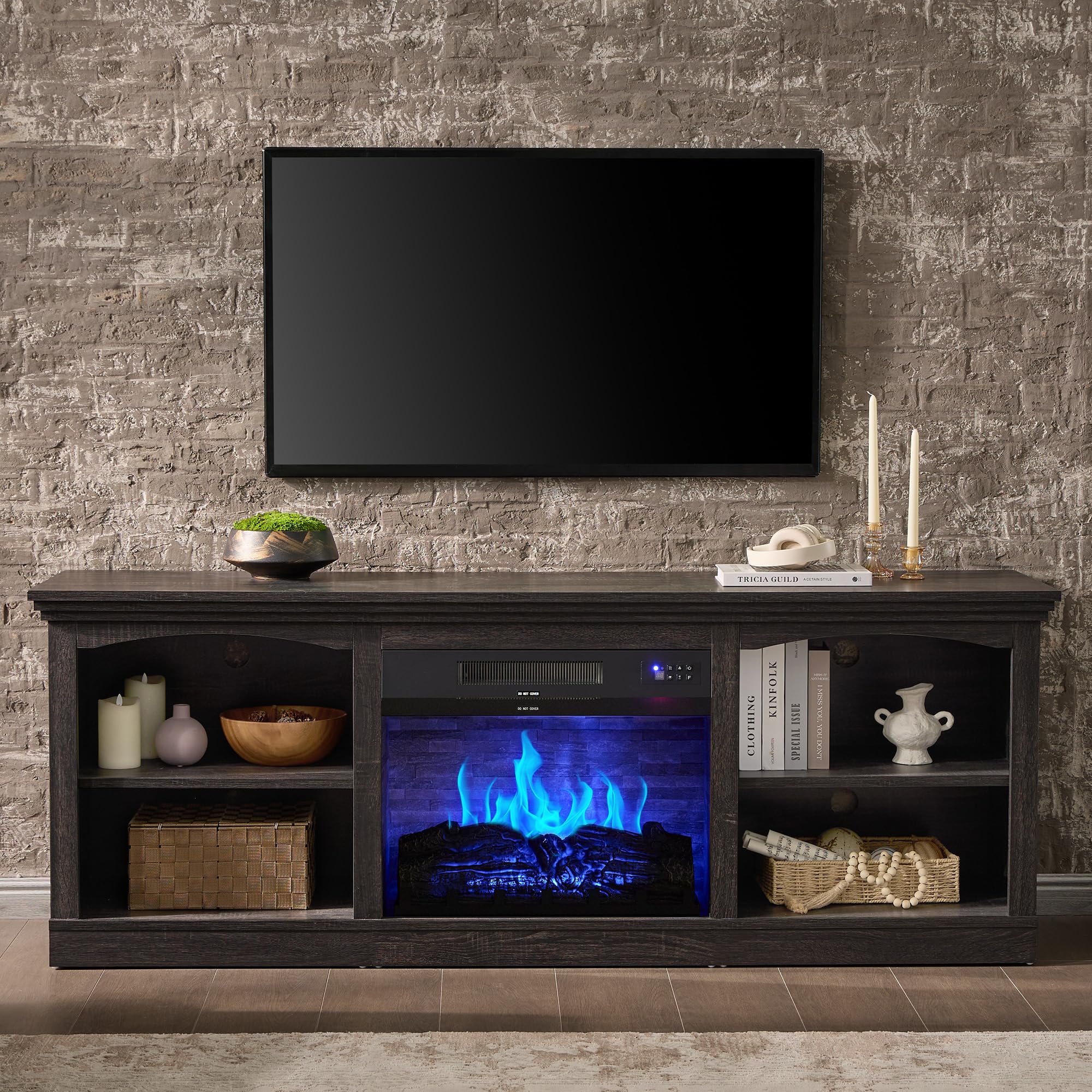 70-Inch Fireplace TV Stand with Electric Fireplace